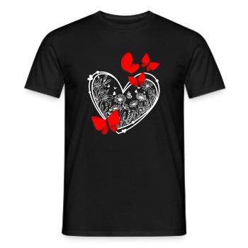 Cadre papillon en forme de fleurs en forme de cœur - T-shirt homme - noir - Devant - AI Model Male 178 light (178cm)