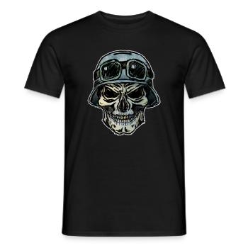 Crazy Biker skull with helmet - Men's T-Shirt - black - Front - AI Model Male 178 light (178cm)