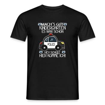 Einschulung Polizei Jungen Schulkind Geschenk - Männer T-Shirt - Schwarz - Vorne - AI Model Male 178 light (178cm)