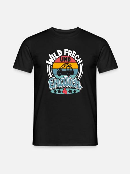 Feuerwehr 4. Geburtstag Kinder - Männer T-Shirt - Schwarz