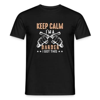 Funny Barber Quote Keep Calm Im A Barber - Men's T-Shirt - black - Front - AI Model Male 178 light (178cm)