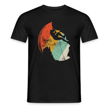Sunset Surf Silhouette auf Retro Arc - Männer T-Shirt - Schwarz - Vorne - AI Model Male 178 light (178cm)