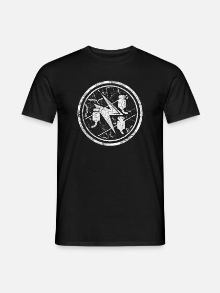 Zunftzeichen Elektriker Rund im used Look - Männer T-Shirt - Schwarz