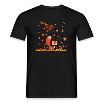 Automne avec coeur et renard - T-shirt homme - noir - Devant - AI Model Male 178 light (178cm)