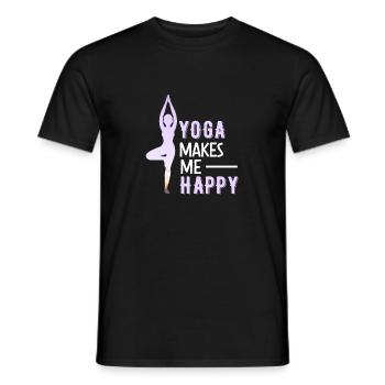 Drôle de yoga Méditation Citation Le yoga me rend heureux - T-shirt homme - noir - Devant - AI Model Male 178 light (178cm)