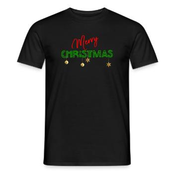 Frohe Weihnachten: Strukturierte grüne Buchstaben - Männer T-Shirt - Schwarz - Vorne - AI Model Male 178 light (178cm)