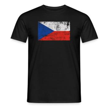 Flag Czech Republic Flag Grunge Retro Vintage - Men's T-Shirt - black - Front - AI Model Male 178 light (178cm)