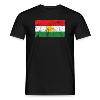 Drapeau du Kurdistan Drapeau Grunge Rétro Vintage - T-shirt homme - noir - Devant - AI Model Male 178 light (178cm)