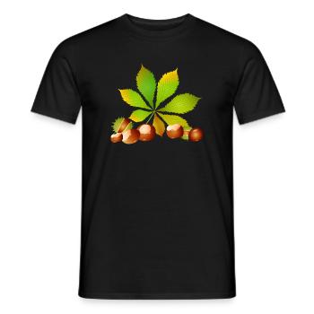 châtaignes brun vif avec feuille de châtaignier - T-shirt homme - noir - Devant - AI Model Male 178 light (178cm)
