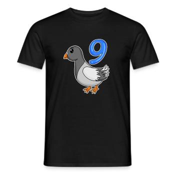 9 Jahre alt - 9. Geburtstag - Taube Vogel Motiv - Männer T-Shirt - Schwarz - Vorne - AI Model Male 178 light (178cm)