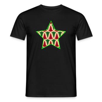 Karierter Baumstern mit Neonumriss - Männer T-Shirt - Schwarz - Vorne - AI Model Male 178 light (178cm)