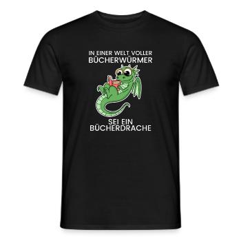 Bücher Drache Drachen - Männer T-Shirt - Schwarz - Vorne - AI Model Male 178 light (178cm)