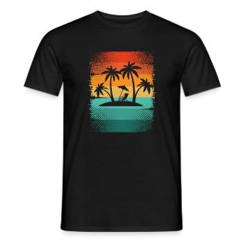 Small island with palm trees - Men's T-Shirt - black - Front - AI Model Male 178 light (178cm)