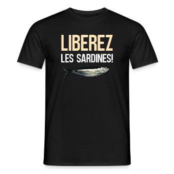 Liberez les sardines - T-shirt homme - noir - Devant - AI Model Male 178 light (178cm)