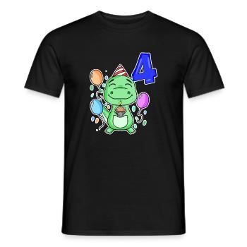 4 years old - Dinosaurs - 4th birthday gift - Men's T-Shirt - black - Front - AI Model Male 178 light (178cm)