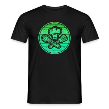 Green symbol in retro style for proud hobby chefs - Men's T-Shirt - black - Front - AI Model Male 178 light (178cm)