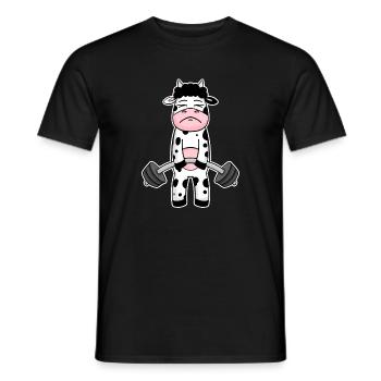 Bodybuilder Cow Fitness Motivation Cadeau - T-shirt homme - noir - Devant - AI Model Male 178 light (178cm)