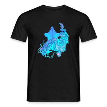 Hellblauer chinesischer Drache - Männer T-Shirt - Schwarz - Vorne - AI Model Male 178 light (178cm)