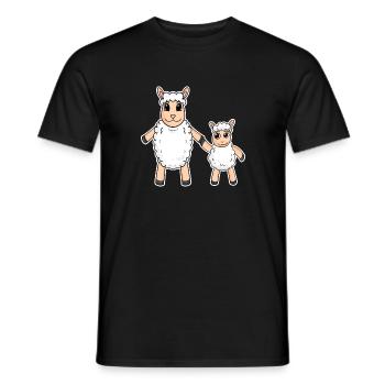 Famille mouton - Mouton avec bébé - Motif mouton - T-shirt homme - noir - Devant - AI Model Male 178 light (178cm)