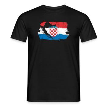 Croatian Crest Brush Flag - Men's T-Shirt - black - Front - AI Model Male 178 light (178cm)