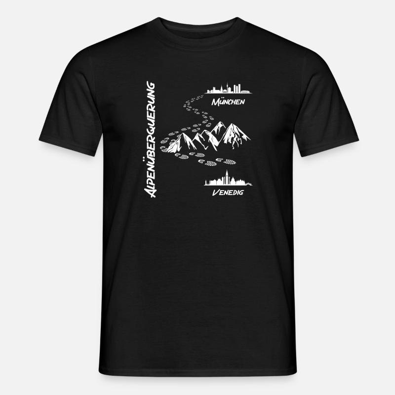Alpenüberquerung München - Venedig - Männer T-Shirt - Schwarz