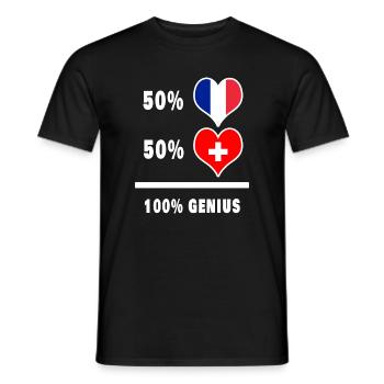 France et Suisse génial / Cadeau - T-shirt homme - noir - Devant - AI Model Male 178 light (178cm)