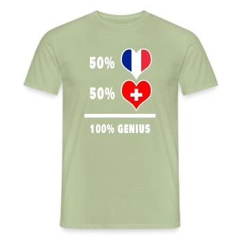 France et Suisse génial / Cadeau - T-shirt homme - vert sauge - Devant - AI Model Male 178 light (178cm)