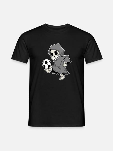 Sensenmann mit Fußball - Männer T-Shirt - Schwarz