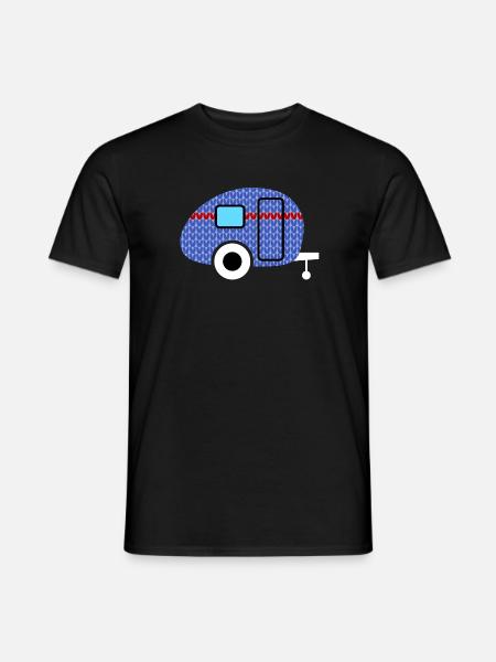 Caravan Knitting Pattern Caravan Camping Winter - Men's T-Shirt - black