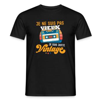 Cassette Vintage Arc ciel Nostalgie - T-shirt homme - noir - Devant - AI Model Male 178 light (178cm)
