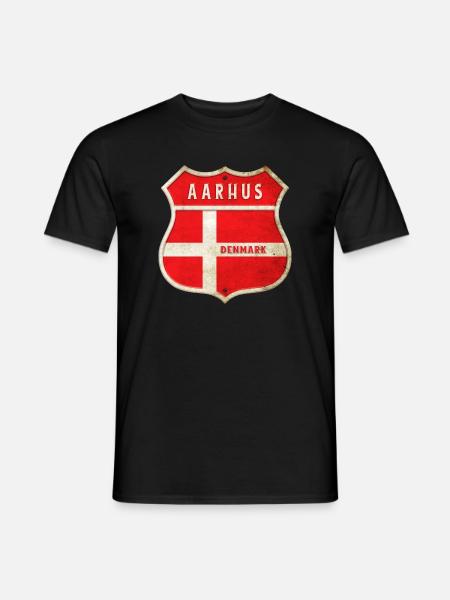 Aarhus Dänemark Wappen Flaggen Design - Mænd T-shirt - sort
