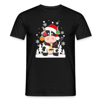 Lustige Kuh Schneeflocken Weihnachtsbaumkugeln - Männer T-Shirt - Schwarz - Vorne - AI Model Male 178 light (178cm)