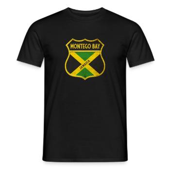 Montego Bay Jamaica Coat of Arms Flags Design - Men's T-Shirt - black - Front - AI Model Male 178 light (178cm)