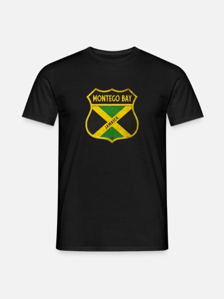 Montego Bay Jamaica Coat of Arms Flags Design - Men's T-Shirt - black