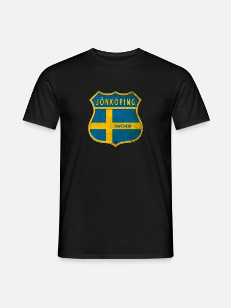Jönköping Schweden Wappen Flaggen - Männer T-Shirt - Schwarz