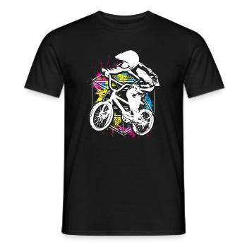 Vélo Bmx coloré - Vélo Bmx coloré - Coloré - T-shirt homme - noir - Devant - AI Model Male 178 light (178cm)