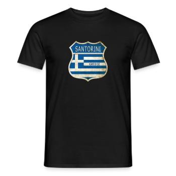 Santorini Griechenland Wappen Flaggen Design - Männer T-Shirt - Schwarz - Vorne - AI Model Male 178 light (178cm)