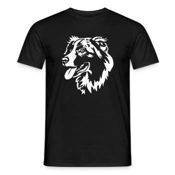 Australian Shepherd Head "Black Edition" - Men's T-Shirt - black - Front - AI Model Male 178 light (178cm)