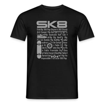 SK8 skate - Men's T-Shirt - black - Front - AI Model Male 178 light (178cm)