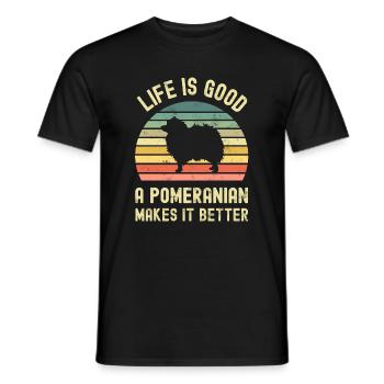 Hund Pomeranian - Männer T-Shirt - Schwarz - Vorne - AI Model Male 178 light (178cm)