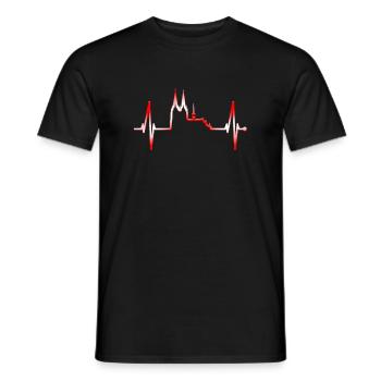 Cologne Skyline Heartbeat Rouge Blanc Kölsch Cologne - T-shirt homme - noir - Devant - AI Model Male 178 light (178cm)
