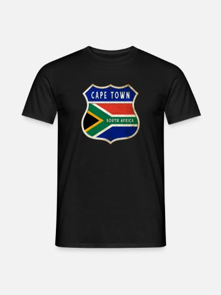Kapstadt Südafrika Wappen Flaggen Design - Männer T-Shirt - Schwarz