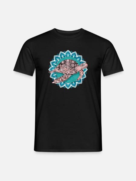 fascinating mandala with sea turtle - Men's T-Shirt - black