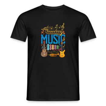 Colorful Music Instrument Collage | Music Love - Men's T-Shirt - black - Front - AI Model Male 178 light (178cm)