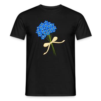 delicate forget-me-not bouquets - Men's T-Shirt - black - Front - AI Model Male 178 light (178cm)