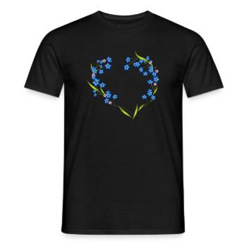 zarter Vergissmeinnicht Rahmen in Herz Form - Männer T-Shirt - Schwarz - Vorne - AI Model Male 178 light (178cm)