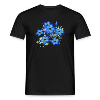 bright blue forget-me-not graffiti - Men's T-Shirt - black - Front - AI Model Male 178 light (178cm)