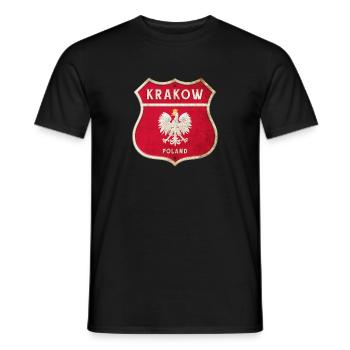 Krakow Poland Coat of Arms Flags Design - Men's T-Shirt - black - Front - AI Model Male 178 light (178cm)