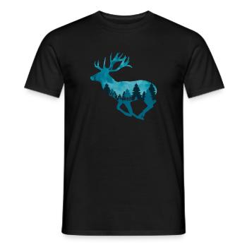 Climate Change Environmental Protection Deer Stag - Men's T-Shirt - black - Front - AI Model Male 178 light (178cm)