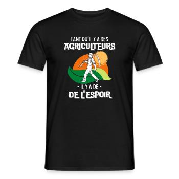 Tant qu'il y a des Agriculteurs il y a de l'Espoir - T-shirt homme - noir - Devant - AI Model Male 178 light (178cm)